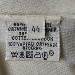 Hermes Beige Cashmere Knit Leather Trim Cardigan and Jumper Set L