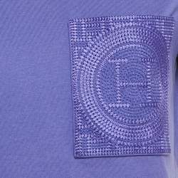 Hermes Purple Cotton H Embroidered Pocket T-Shirt M