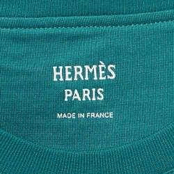 Hermès Teal Green Jersey Embroidered Pocket T-Shirt M