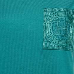 Hermès Teal Green Jersey Embroidered Pocket T-Shirt M