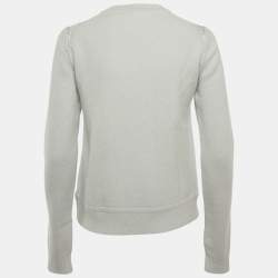 Pre Owned Hermès Light Blue Brides de Gala Print Silk and Wool Blend Twillaine Sweater S