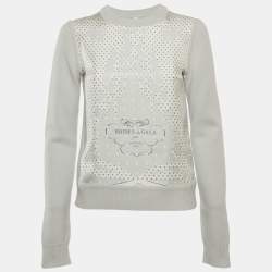 Hermès Light Blue Brides de Gala Print Silk and Wool Blend Twillaine Sweater S