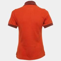 Pre Owned Hermes Orange Cotton Pique Polo T-Shirt S
