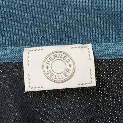 Pre Owned Hermes Sellier Navy Blue Cotton Pique Polo T-Shirt S