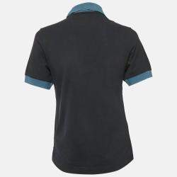 Pre Owned Hermes Sellier Navy Blue Cotton Pique Polo T-Shirt S