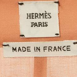 Pre Owned Hermes Peach/Light Orange Wool Shirt Dress M