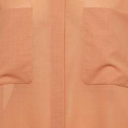 Pre Owned Hermes Peach/Light Orange Wool Shirt Dress M