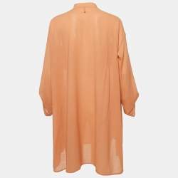 Pre Owned Hermes Peach/Light Orange Wool Shirt Dress M