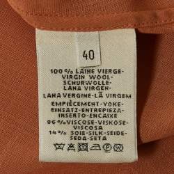 Pre Owned Hermes Peach/Light Orange Wool Shirt Dress M