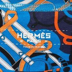 Pre Owned Hermès Blue Printed Cotton Knit T-Shirt S