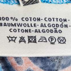 Pre Owned Hermès Blue Printed Cotton Knit T-Shirt S