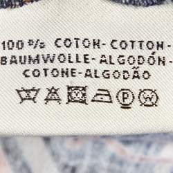 مملوكة مسبقًا تي شيرت هيرميس قطن محبوك مطبوع أزرق كحلي مقاس صغير