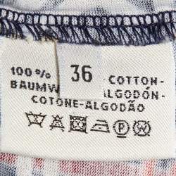 مملوكة مسبقًا تي شيرت هيرميس قطن محبوك مطبوع أزرق كحلي مقاس صغير