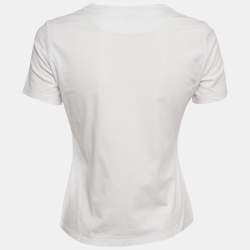 Pre Owned Hermes White Faubourg Rainbow Micro Print Cotton Crewneck T-Shirt M 