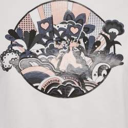 Pre Owned Hermes White Faubourg Rainbow Micro Print Cotton Crewneck T-Shirt M 