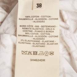 Pre Owned Hermes White Do Re Boucles Printed Cotton T-Shirt M