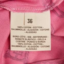 Pre Owned Hermes Pink Printed Cotton Crewneck T-Shirt S