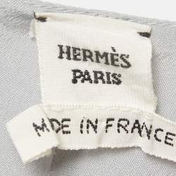 Pre Owned Hermes Grey Printed Silk Midi Kaftan Dress M