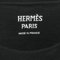 مملوكة مسبقًا Hermes Black H Embroidered Pocket Jersey T-Shirt S