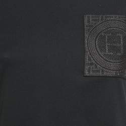 مملوكة مسبقًا Hermes Black H Embroidered Pocket Jersey T-Shirt S