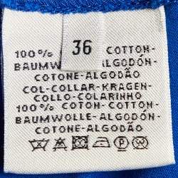 Pre Owned Hermes Blue Cotton Appliqued Crew Neck T-Shirt S 