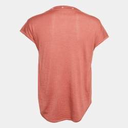 مملوكة مسبقًا Hermès Pink Printed Silk and Knit Brides de Gala T-Shirt S