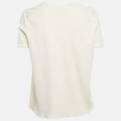 Pre Owned Hermes Cream Printed Silk & Cotton Knit Twillaine Sweater L