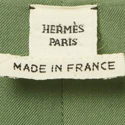 Pre Owned Hermes Green Printed Silk Kimono Maxi Dress M