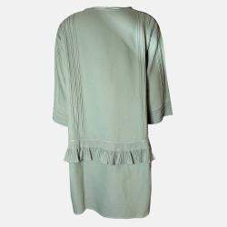 Pre Owned Hermes Green Pintuck Dress XS