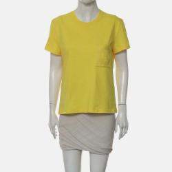Pre Owned Hermes H Pocket Yellow Cotton Polyester T-Shirt