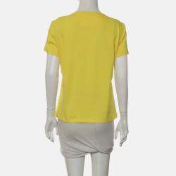 Pre Owned Hermes H Pocket Yellow Cotton Polyester T-Shirt
