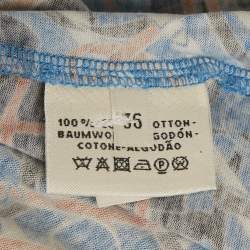 Pre Owned Hermes Blue/Multicolor Printed Cotton Round Neck T-Shirt S