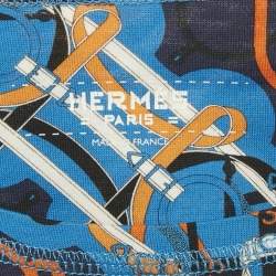 Pre Owned Hermes Blue/Multicolor Printed Cotton Round Neck T-Shirt S