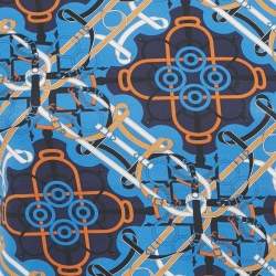 Pre Owned Hermes Blue/Multicolor Printed Cotton Round Neck T-Shirt S