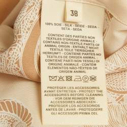 Pre Owned قميص هيرمس لي تامبورس فينيس حرير بيج مطبوع مقاس متوسط (ميديام)