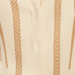 Pre Owned قميص هيرمس لي تامبورس فينيس حرير بيج مطبوع مقاس متوسط (ميديام)