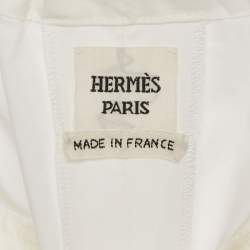 Pre Owned Hermes White Cotton Wide Leg Trousers M