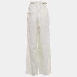 Pre Owned Hermes White Cotton Wide Leg Trousers M