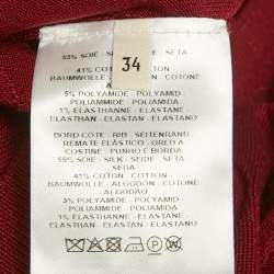 مملوكة مسبقًا Hermes Red Patterned Knit Sleeveless Cardigan S