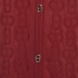 مملوكة مسبقًا Hermes Red Patterned Knit Sleeveless Cardigan S