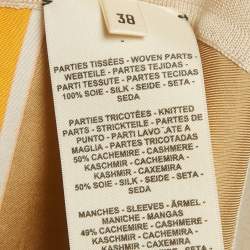 Pre Owned Hermes Beige Printed Silk and Wool Cardigan M