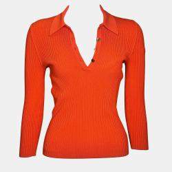 Pre Owned Hermes Orange Long Sleeve Sweater