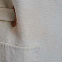 مملوكة مسبقًا Hermes White Cashmere Wrap Over Mid Length Coat M