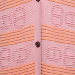 Pre Owned كاردیغان هيرمس كشمير برتقالي ووردي محاك طويل مقاس كبير