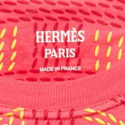 Pre Owned Hermès Pink Printed Cotton Eperon d'Or Sellier T-Shirt S