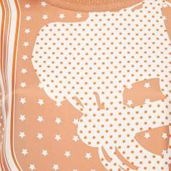 Pre Owned Hermès Brown Printed Silk and Knit Crew Neck Top L