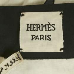 Pre Owned Hermes White/Yellow Leopard Print Cotton Halter Neck Scarf Top M