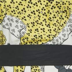 Pre Owned Hermes White/Yellow Leopard Print Cotton Halter Neck Scarf Top M