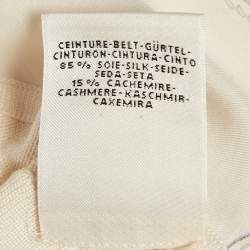 Pre Owned Hermes Navy Beige Printed Silk and  Knit Open Front Cardigan M