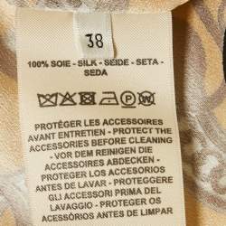 Pre Owned Hermes Cream Printed Silk Midi Dress M